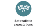 Blue circle icon with text "Set realistic expectations".