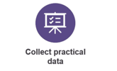Light purple circle icon with text "Collect practical data".