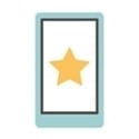 An icon of a light blue cell phone with a yellow star in the middle symbolizing communication.