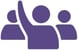Purple people raising hand